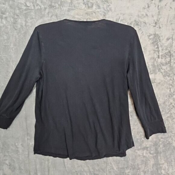 Lauren Ralph Lauren Women's Black Top Sz Med  Pintuck cotton - Picture 7 of 11